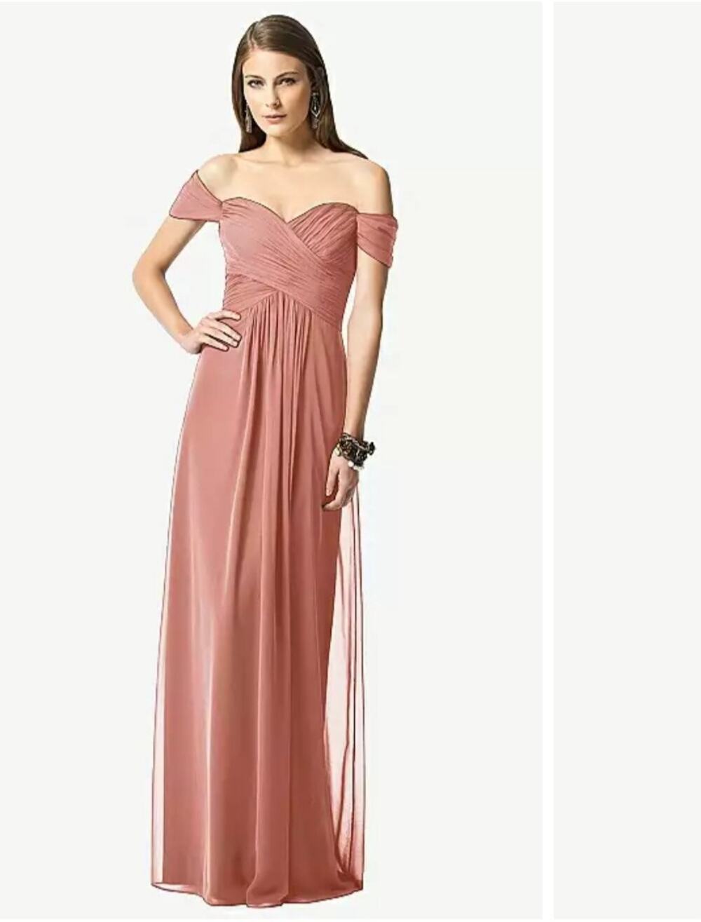 NWT Thread Bridesmaid Alessia Chiffon Off The Shoulder Maxi Dress Desert Rose 8